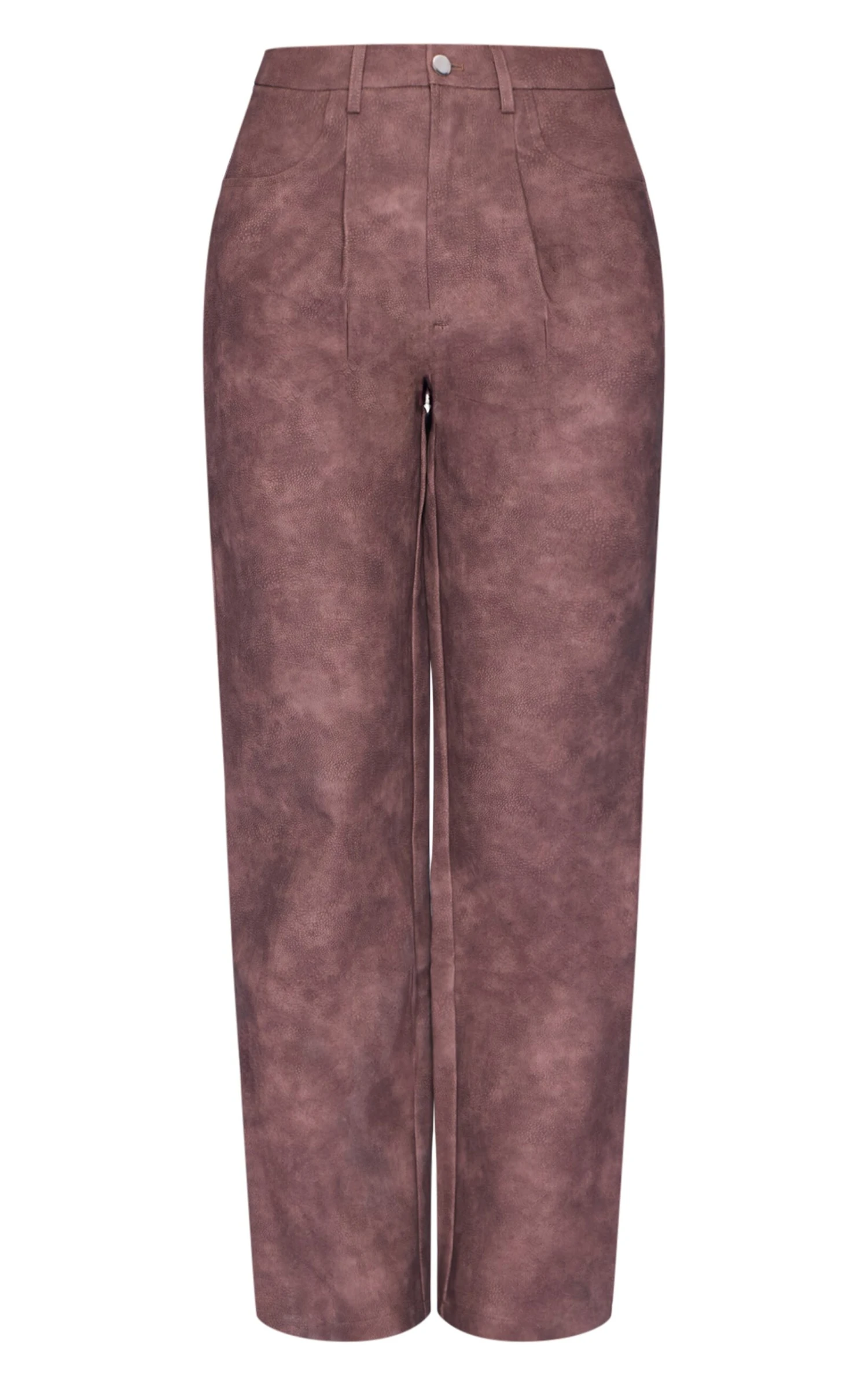 Prettylittlething Chocolate Washed Faux Leather Dart Pocket Straight Leg Pants 5 Prettylittlething Chocolate Washed Faux Leather Dart Pocket Straight Leg Pants - Image 5