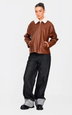 Washed Brown Detachable Faux Fur Collar Faux Leather Jacket 7 Washed Brown Detachable Faux Fur Collar Faux Leather Jacket -Pretty Little Thing Shop 573480befdea168234b2c32f9161370f02a44a74 cnj9072 3