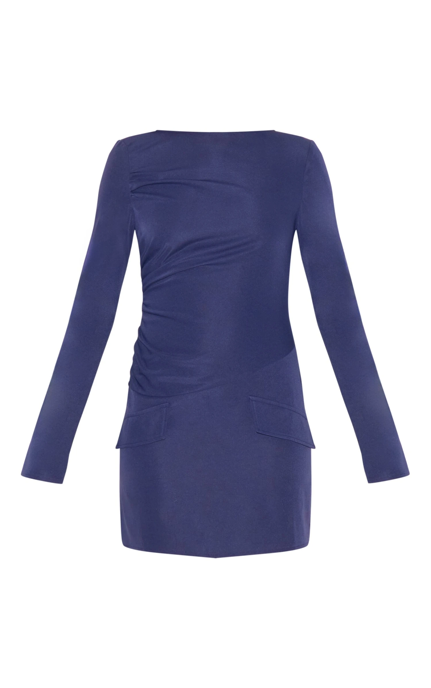 Prettylittlething Navy Tailored Woven Ruched Detail Long Sleeve Bodycon Dress 5 Prettylittlething Navy Tailored Woven Ruched Detail Long Sleeve Bodycon Dress - Image 5