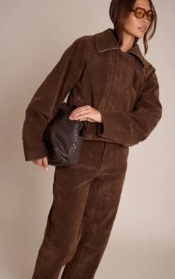 Dark BrownSuede Straight Leg Pants -Pretty Little Thing Shop 58293c0128d649a21bc5b30691191025e5f607c9 CNO0651 2 dark brown suede straight leg trousers