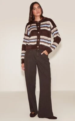 Prettylittlething Chocolate Striped Brushed Knit Cardigan -Pretty Little Thing Shop 5834939728a36d1a88e9e278c54e9440d1a55206 cno9330 3 chocolate striped brushed knit cardigan