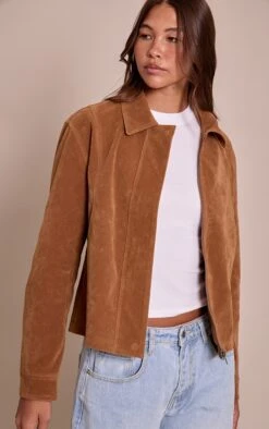 Prettylittlething Tan Faux Suede Concealed Placket Bomber Jacket 6 Prettylittlething Tan Faux Suede Concealed Placket Bomber Jacket -Pretty Little Thing Shop 5843fc8dbc5515e193719f9c9a1711979ca900c0 cnn8334 2 tan faux suede concealed placket bomber jacket