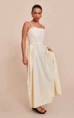 Prettylittlething Lemon Braided V Waist Midaxi Dress