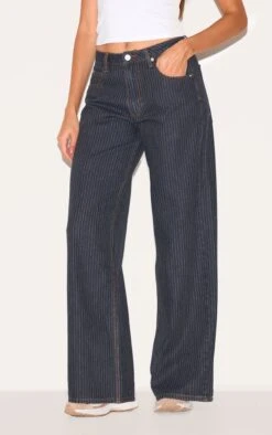Prettylittlething Navy Low Rise Baggy Pinstripe Jeans -Pretty Little Thing Shop 58c30293c8a10b8aaf6066011e38dfe6d84b6e0a CNL5655 2 navy low rise baggy pinstripe jeans
