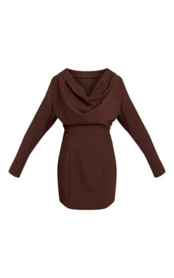 Prettylittlething Chocolate Woven Cowl Neck Tailored Dress -Pretty Little Thing Shop 58f51043edb9ef8fa81dbb453adb4588cc20a597 CNO6106 5 chocolate woven cowl neck tailored dress