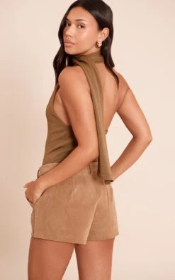 Prettylittlething Khaki Scarf Neck Detail Sleeveless Knitted Top -Pretty Little Thing Shop 5939802fb0f3b96ff12f943dbac0674fda4add2b CNO6648 2 khaki scarf neck detail sleeveless knitted top