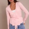 Prettylittlething Pink Pilates Wrap Knitted Cardigan