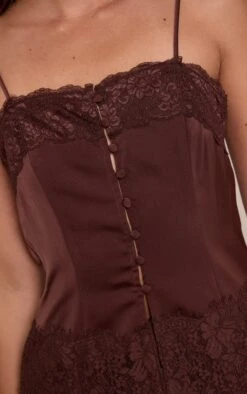 Chocolate Satin Button Up Lace Detail Cami -Pretty Little Thing Shop 597359549341ebe4cd9adf9e9e765c980596db84 CNO1182 4 chocolate satin button up lace detail cami