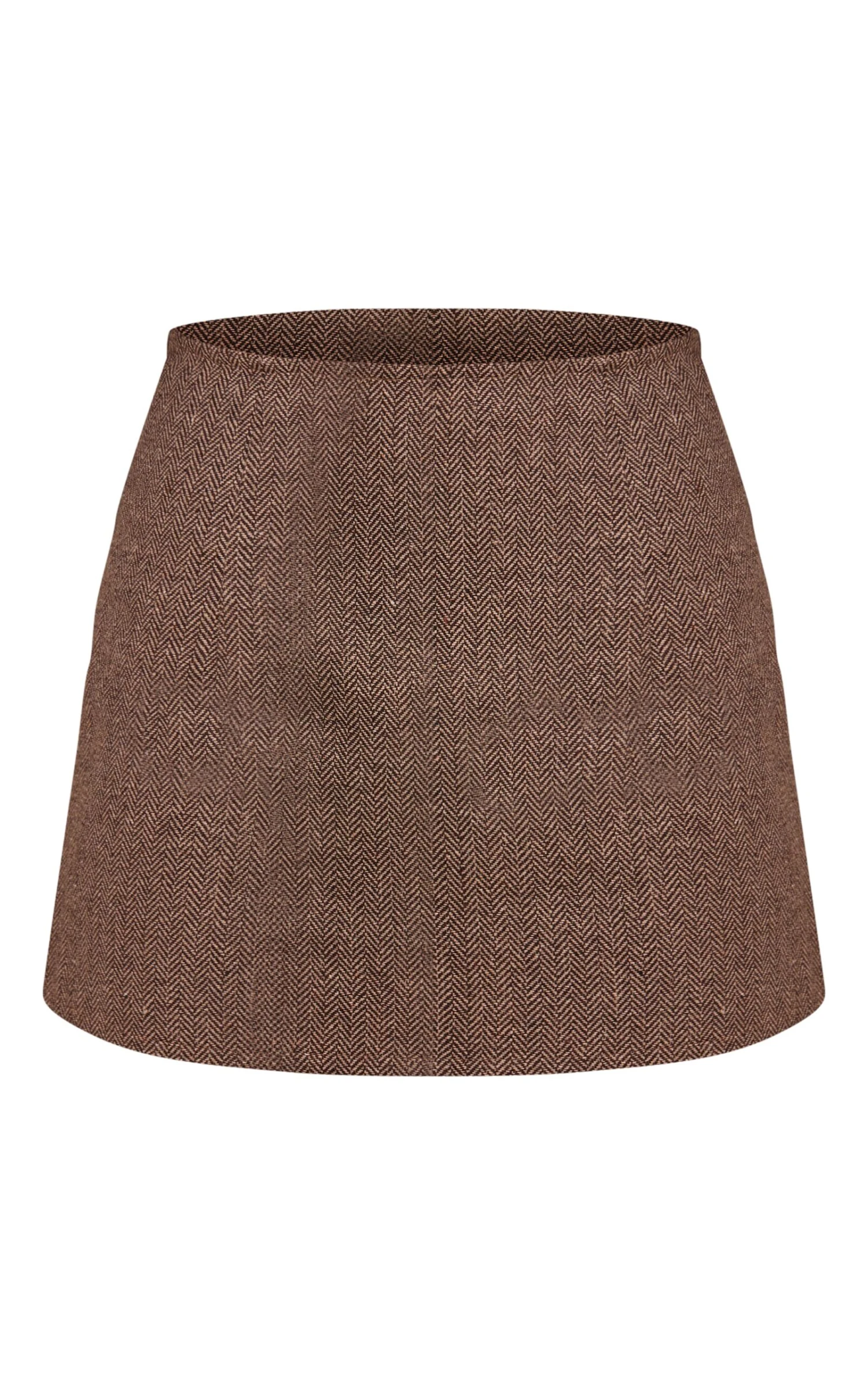 Prettylittlething Brown Tweed Tailored Woven Micro Mini Skirt - Image 6