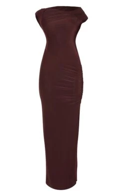 Prettylittlething Chocolate Slinky Twist Detail Maxi Dress -Pretty Little Thing Shop 59914a83c6ba1eb378a12dbf890859faf3052ccd CNM2994 5 chocolate slinky twist detail maxi dress