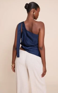 Prettylittlething Navy Satin Drape Trim Detail Top -Pretty Little Thing Shop 59ab1ed8b2c2a572d70623e94d85bac48ebef403 CNN2387 2 navy satin drape trim detail top