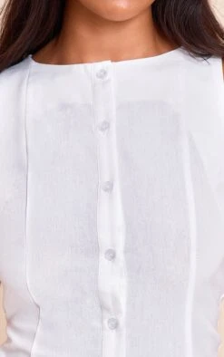 Prettylittlething White Button Down Boat Neck Shift Dress -Pretty Little Thing Shop 59cd8f95dff2152bcbbc223c43561d40d689279d CNM1527 4 white button down boat neck shift dress