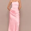 Prettylittlething Pale Rose Bandeau Satin Drape Detail Midaxi Dress
