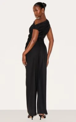 Prettylittlething Black Woven Ruched One Sleeve Jumpsuit -Pretty Little Thing Shop 5aa7f2006d499a20d4e74f8bf1ba864e64e3084b CNM0443 2 black woven ruched one sleeve jumpsuit