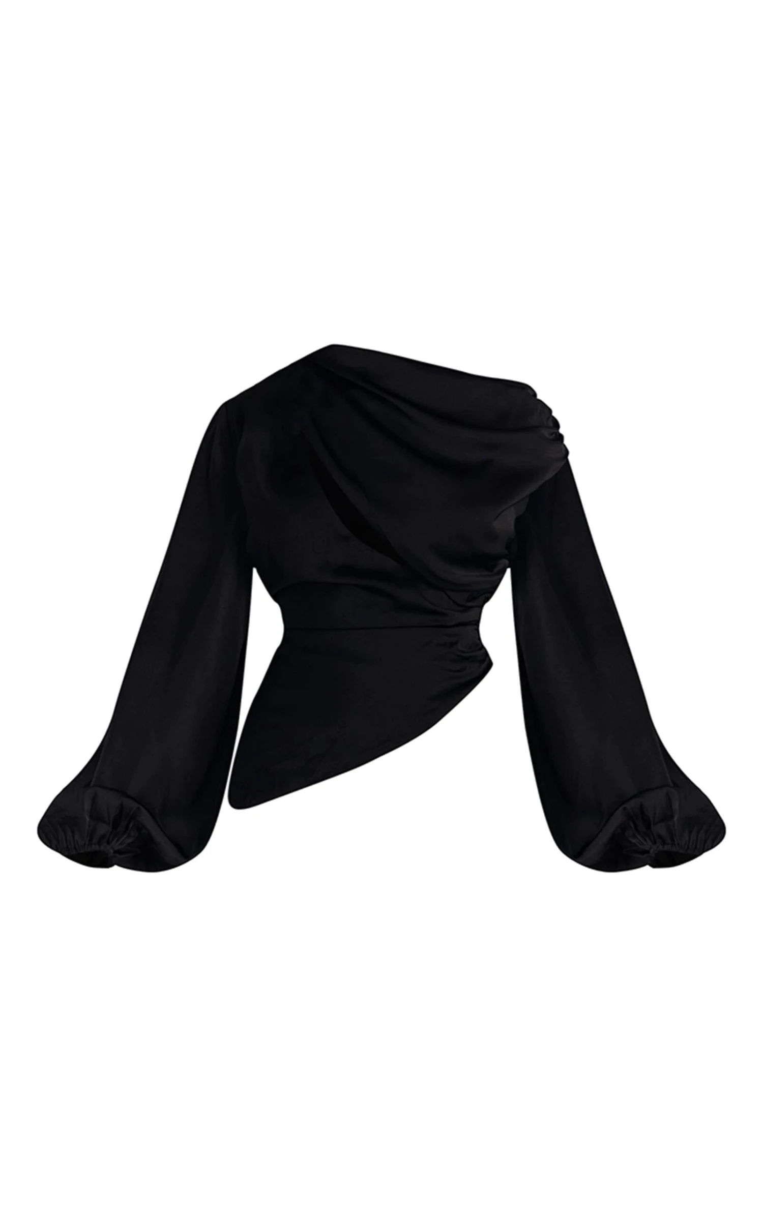 Black Satin Cut Out Long Sleeve Blouse 5 Black Satin Cut Out Long Sleeve Blouse - Image 5