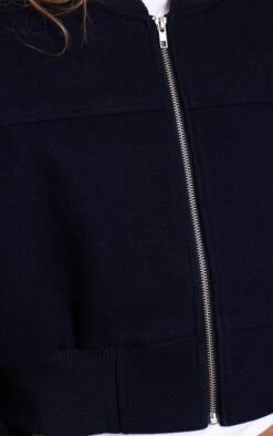 Prettylittlething Navy Ruched Sleeve Cropped Bomber Jacket -Pretty Little Thing Shop 5afa0f7e30507dfc31d855271cda40f54818e57f CNN7104 4 navy ruched sleeve cropped bomber jacket