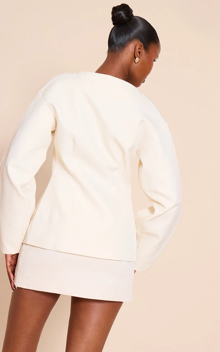 Cream Cocoon Sleeve Cinch Waist Blazer 2 Cream Cocoon Sleeve Cinch Waist Blazer - Image 2