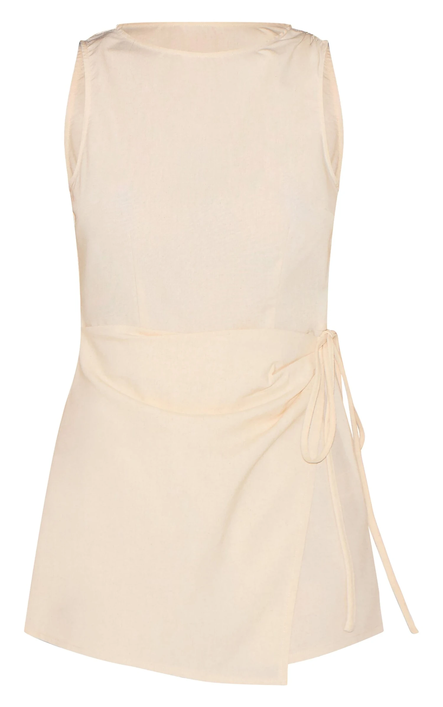 Prettylittlething Stone Wrap Front Romper 5 Prettylittlething Stone Wrap Front Romper - Image 5
