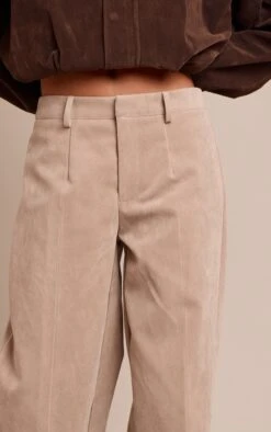 Prettylittlething Sand Faux Suede Straight Leg Pants -Pretty Little Thing Shop 5b5e55fcc084f69a8c172d7ca481d20ff6d363ea CNO4071 4 sand faux suede straight leg trousers