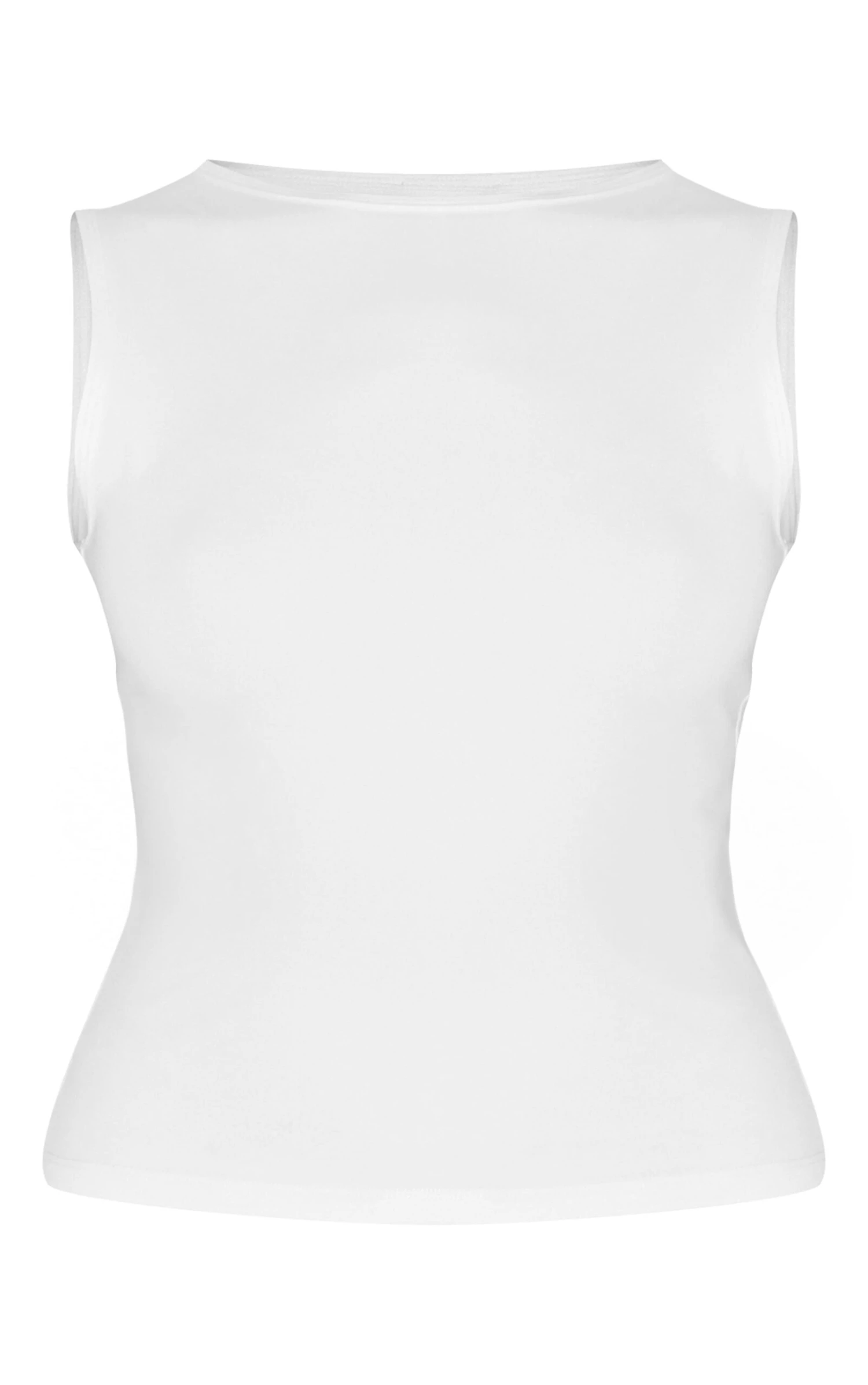 Prettylittlething White Contour Crew Neck Fitted Vest Top 4 Prettylittlething White Contour Crew Neck Fitted Vest Top - Image 4