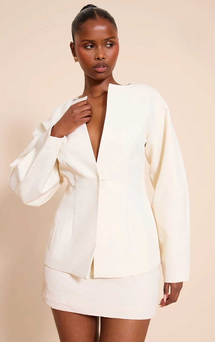 Cream Cocoon Sleeve Cinch Waist Blazer 1 Cream Cocoon Sleeve Cinch Waist Blazer