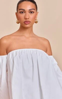 Prettylittlething White Peach Skin Floaty Bardot Top -Pretty Little Thing Shop 5b7a7c97172a7785af90a4d3dad3cec042819fb5 CNN0335 4 white peach skin floaty bardot top