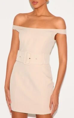 Prettylittlething Almond Woven Off Shoulder Belt Detail Mini Dress -Pretty Little Thing Shop 5bcbc2eb7209090acd276eba5d4f591512fefff2 cnm0575 4