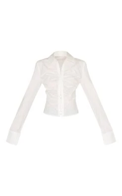 Prettylittlething White Hook And Eye Ruched Fitted Shirt -Pretty Little Thing Shop 5cbcf0dc130dc926456e1c3c317ee32f4de2eab7 CNL7548 5 white hook and eye ruched fitted shirt