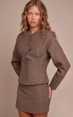 Prettylittlething Brown Tweed Tailored Woven Micro Mini Skirt -Pretty Little Thing Shop 5cc4aa4928a2b7c42b3f90c675b409e1649b4ec8 CNO4522 4 brown tweed tailored woven micro mini skirt