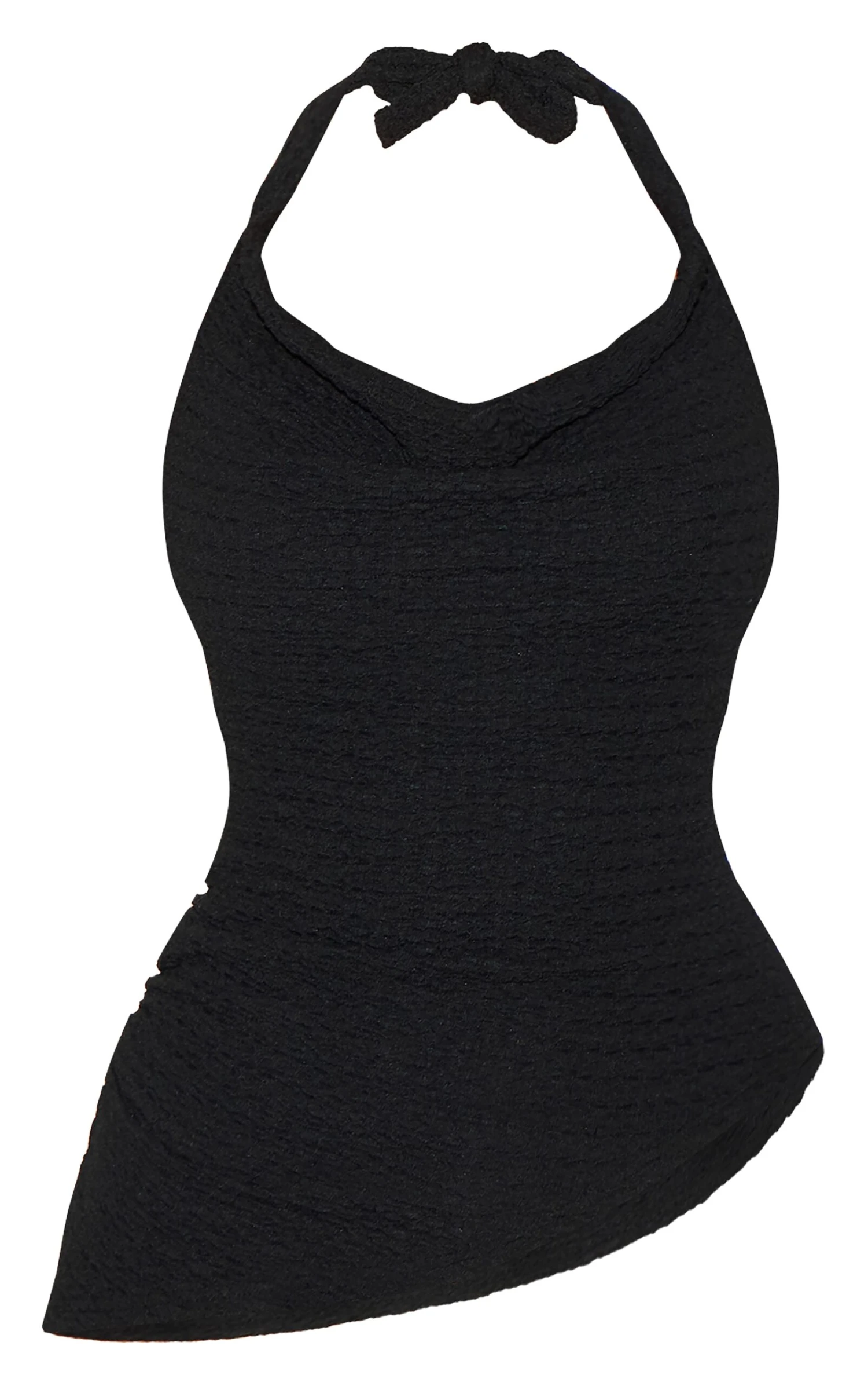 Prettylittlething Black Textured Cowl Neck Asymmetric Hem Long Top 5 Prettylittlething Black Textured Cowl Neck Asymmetric Hem Long Top - Image 5