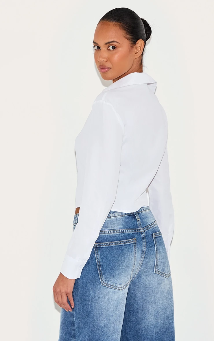 Prettylittlething White Ruched Buckle Asymmetric Shirt 2 Prettylittlething White Ruched Buckle Asymmetric Shirt - Image 2