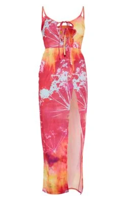 Dark Pink Floral Abstract Print Asymmetric Tie Strappy Midaxi Dress -Pretty Little Thing Shop 5d0f8e90c4eb62b31569ea5b22802dd21258b0ef cnj9390 5