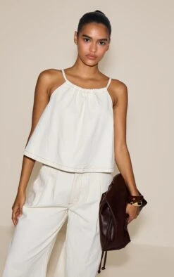 Prettylittlething Ecru Floaty Sleeveless Denim Top -Pretty Little Thing Shop 5e76cf3725eca540d4c7995cdb3b235239483651 CNM9253 3 ecru floaty sleeveless denim top