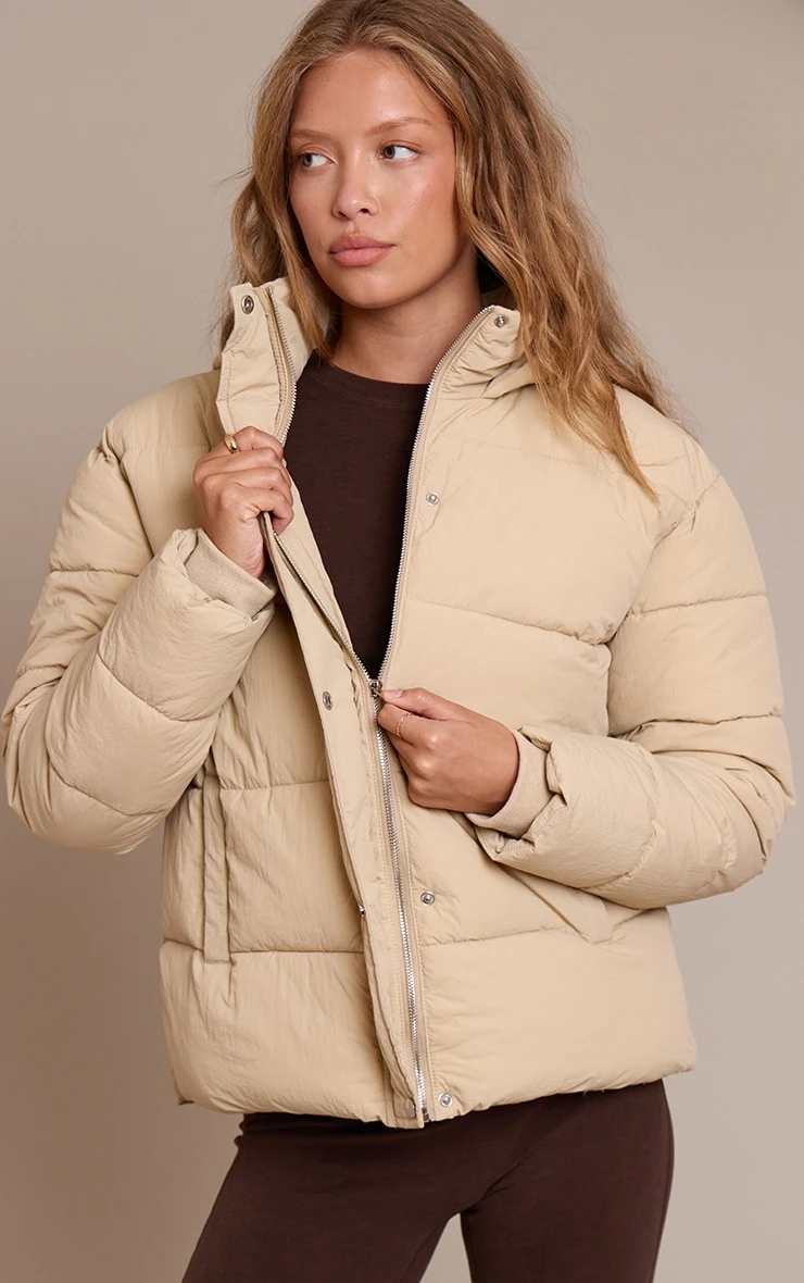 Stone Hooded Puffer Jacket 1 Stone Hooded Puffer Jacket