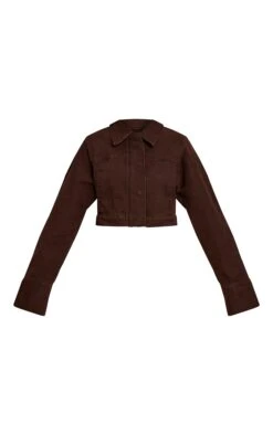 Chocolate Concealed Placket Denim Jacket -Pretty Little Thing Shop 5ed2dd42898dd02184619b610360be80af957ae0 CNO2648 5 chocolate concealed placket denim jacket