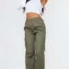 Prettylittlething Khaki Wide Leg High Waisted Cargo Pants