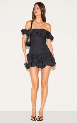 Prettylittlething Black Ruched Bardot Puff Hem Bodycon Dress 7 Prettylittlething Black Ruched Bardot Puff Hem Bodycon Dress -Pretty Little Thing Shop 5f7144af8cbd0ed165e58b3382282e55a6edcee5 CNM7837 3 black ruched bardot puff hem bodycon dress