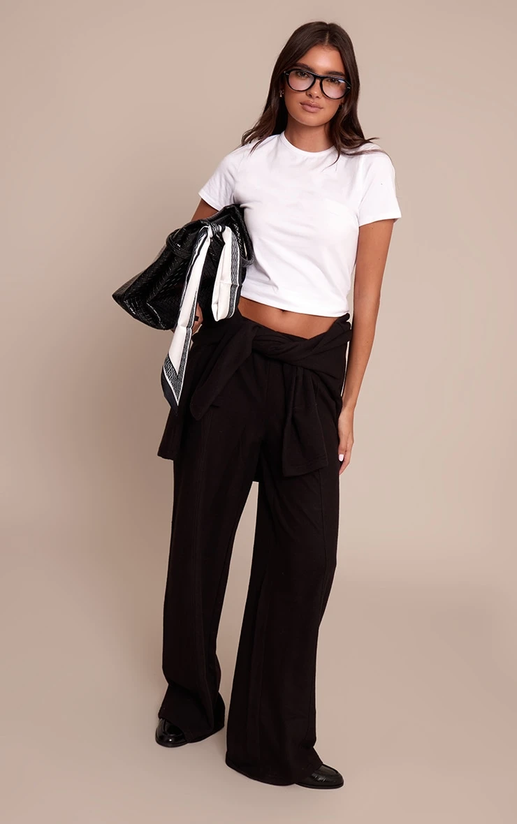 Black Soft Cotton Pintuck Wide Leg Sweatpants 1 Black Soft Cotton Pintuck Wide Leg Sweatpants