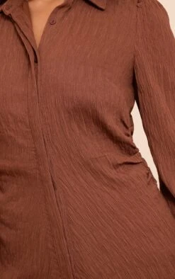 Prettylittlething Chocolate Textured Flared Sleeve Shirt Dress -Pretty Little Thing Shop 602d4463f952c91ce467c1d420cc809f9f1fcc5c CNN3833 4 chocolate textured flared sleeve shirt dress