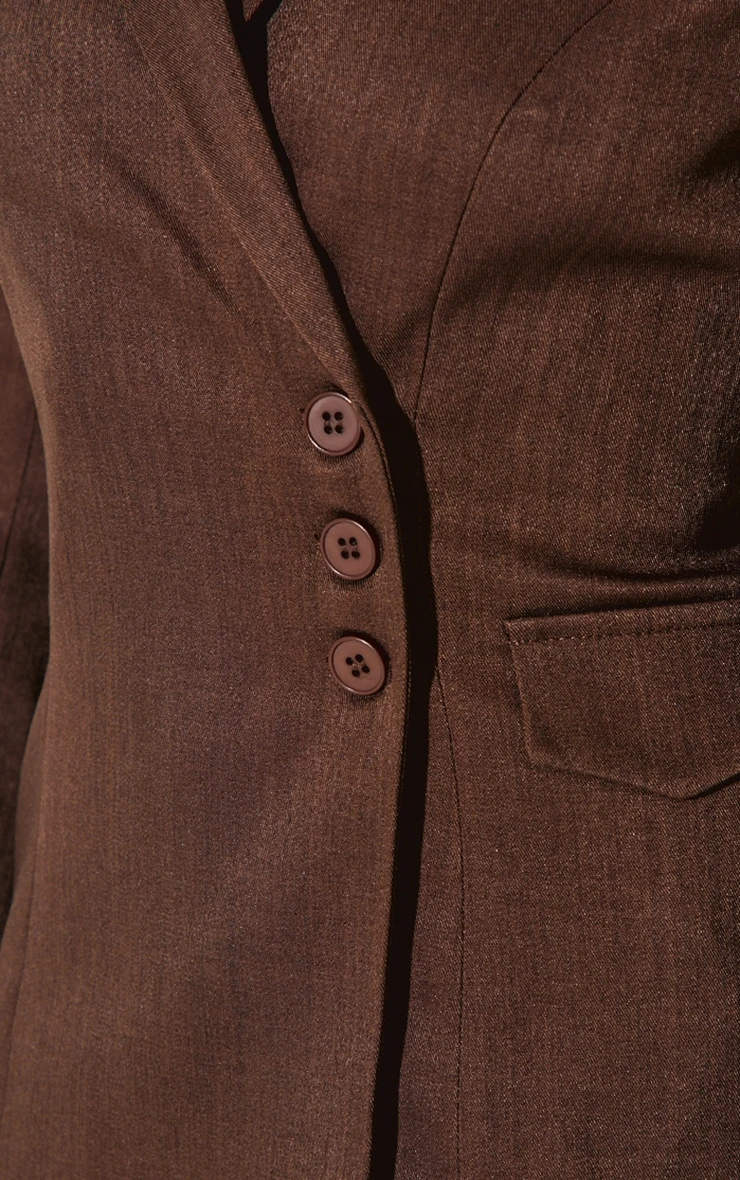 Prettylittlething Chocolate Woven Tailored Cinched Waist Blazer 4 Prettylittlething Chocolate Woven Tailored Cinched Waist Blazer - Image 4