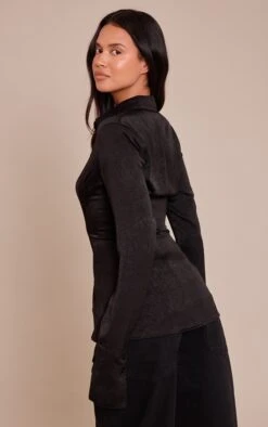 Prettylittlething Black Textured Fitted Shirt -Pretty Little Thing Shop 60aa1f73b6de2c763628f6ad66e2fc1442822c70 CNO4058 2 black textured fitted shirt