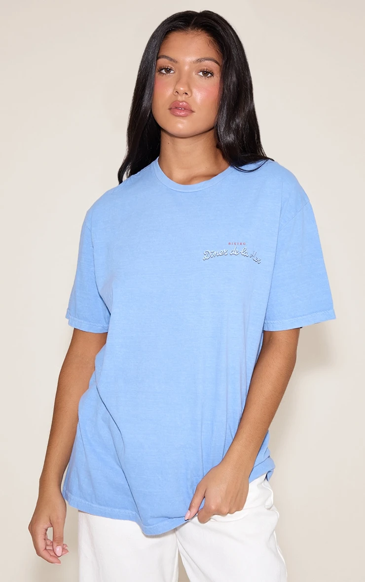 Sky Blue Lobster Graphic Oversized T-shirt 2 Sky Blue Lobster Graphic Oversized T-shirt - Image 2