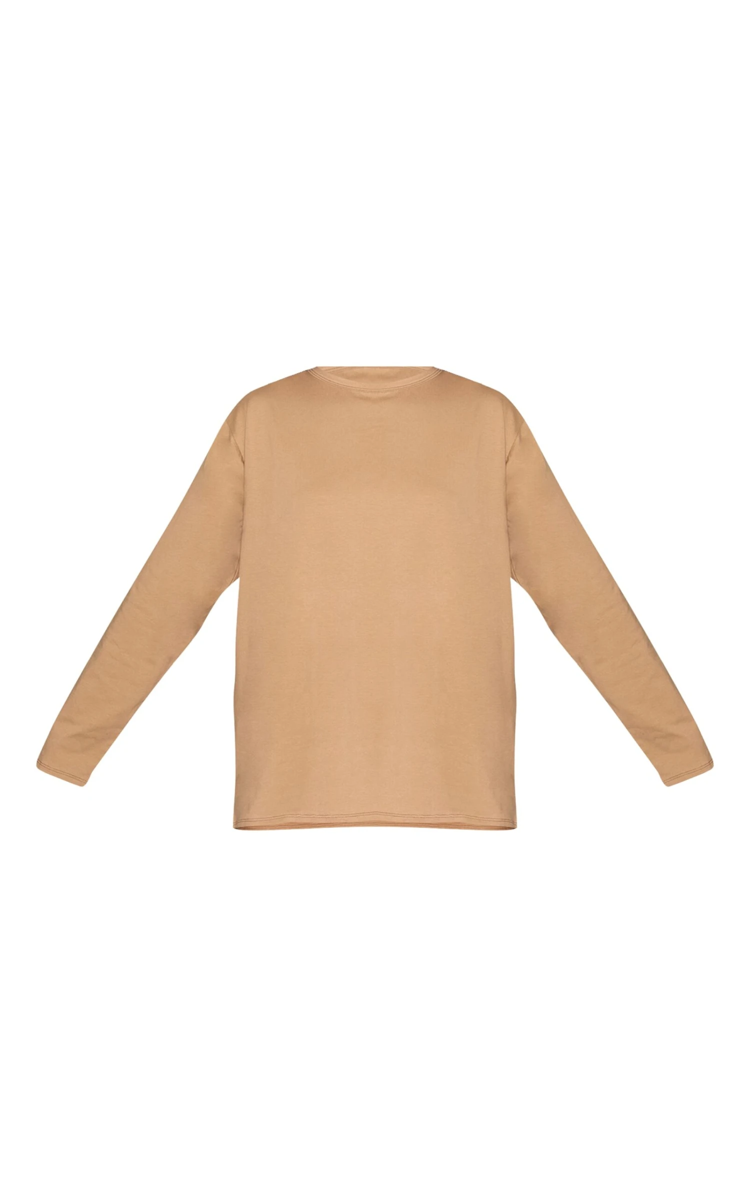 Prettylittlething Stone Cotton Basic Oversized Long Sleeve T-shirt - Image 5