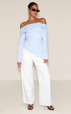 Prettylittlething Sky Blue Cotton Ruched Asymmetric Hem Bardot Top -Pretty Little Thing Shop 628931a685310a23824b37a0d9e8647df2bd6b68 CNN6760 3 sky blue cotton ruched asymmetric hem bardot top