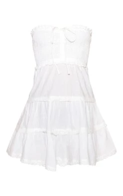 Prettylittlething White Bandeau Shirred Broderie Trim Shift Dress -Pretty Little Thing Shop 62fbe3e3c98916a11c243cd3e036af4f42d5180f CNM3594 5 white bandeau shirred broderie trim shift dress