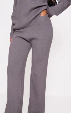 Prettylittlething Grey Light Rib Knit Wide Leg Pants -Pretty Little Thing Shop 632b0bf4c44b8e415bda38de1fc602aeb769f49b CNJ2099 4