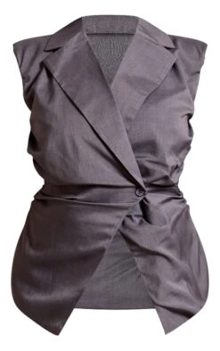 Prettylittlething Plus Navy Ruched Sleeveless Blazer -Pretty Little Thing Shop 63358d0026779dc99c0f7a57a201e5ae892efaf4 CNN8081 5 plus navy ruched sleeveless blazer