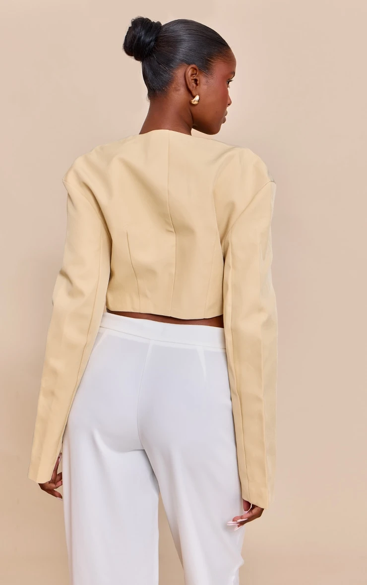 Prettylittlething Butter Yellow Wrap Waist Tie Blazer 2 Prettylittlething Butter Yellow Wrap Waist Tie Blazer - Image 2