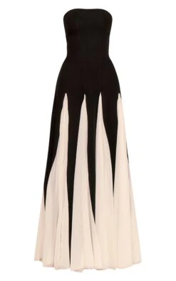 Prettylittlething Black Bandeau Contrast Chiffon Pleated Maxi Dress -Pretty Little Thing Shop 636e5df33887d037281253b11475744fb8eff975 CNM2455 5 black bandeau contrast chiffon pleated maxi dress