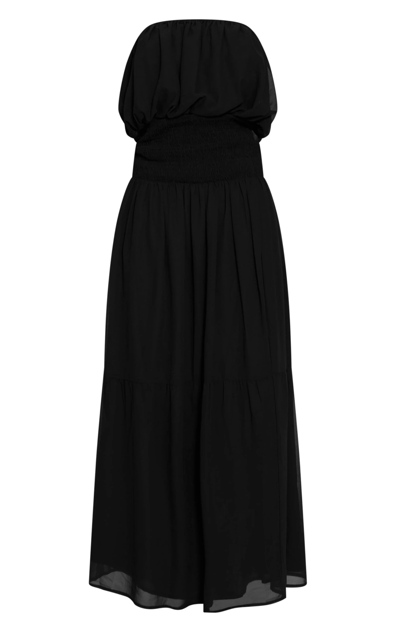 Prettylittlething Black Chiffon Bandeau Sheered Waist Maxi Dress 5 Prettylittlething Black Chiffon Bandeau Sheered Waist Maxi Dress - Image 5